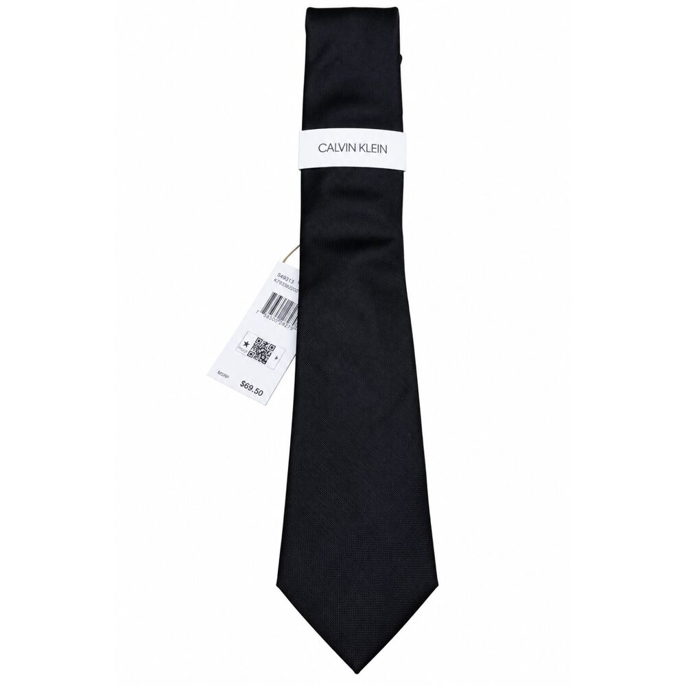 Calvin Klein Men's Silk Blend Black Micro Textured Necktie NWT Modern Minimalist